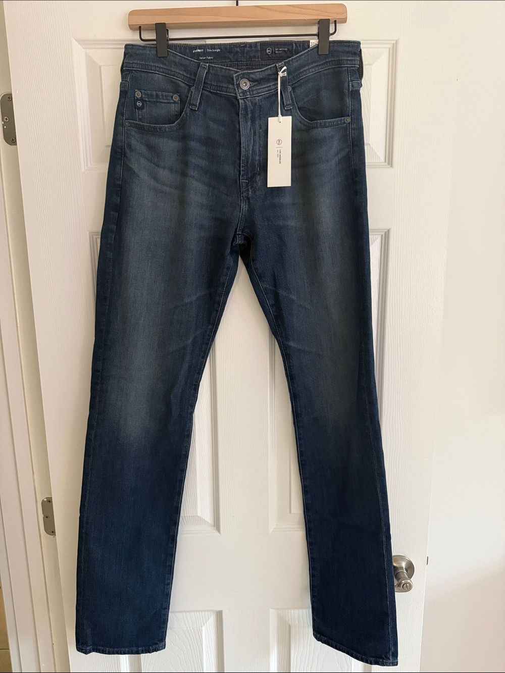 NWT AG Men's Everett Dark Blue Slim Straight-Leg Jeans 31x34